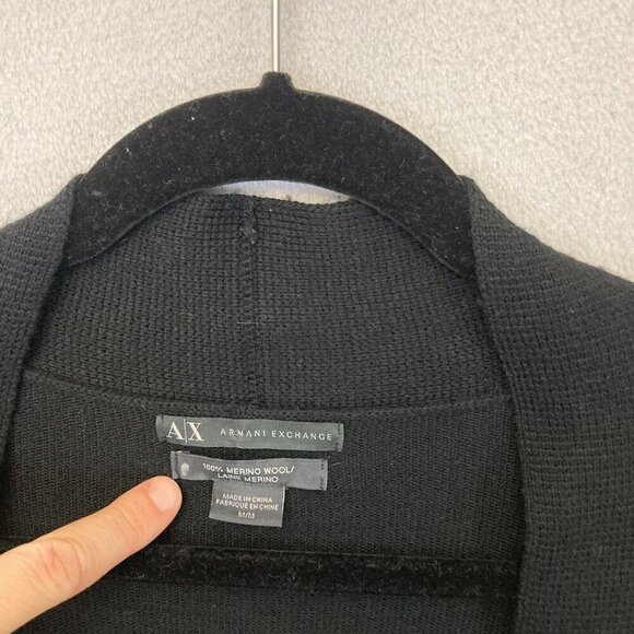 Armani Exchange 100% Merino Wool Oversized Cardigan Sweater Womens Medium Black - Picture 3 of 14